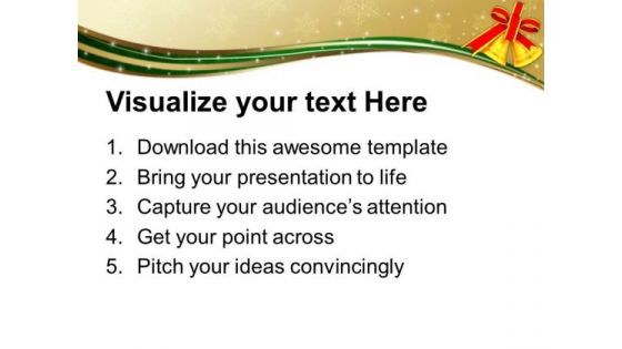 Golden Bell With Red Bow Christmas PowerPoint Templates Ppt Backgrounds For Slides 1212