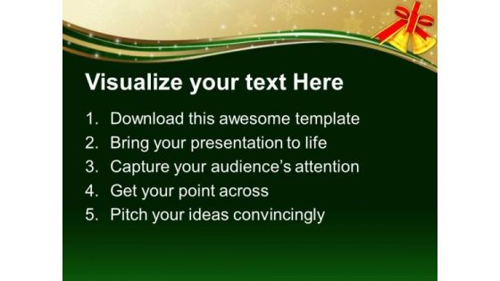 Golden Bell With Red Bow Christmas PowerPoint Templates Ppt Backgrounds For Slides 1212