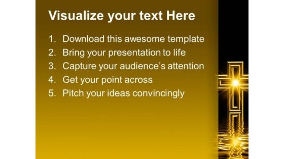 Golden Cross Christianity PowerPoint Templates And PowerPoint Themes 0712