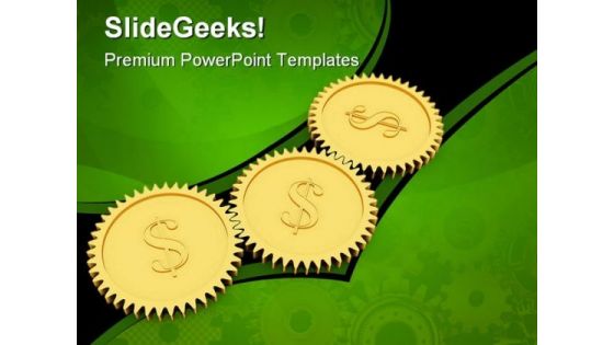 Golden Dollar Gears Industrial PowerPoint Templates And PowerPoint Backgrounds 0511