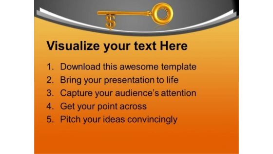 Golden Dollar Key Finance PowerPoint Templates Ppt Backgrounds For Slides 1212