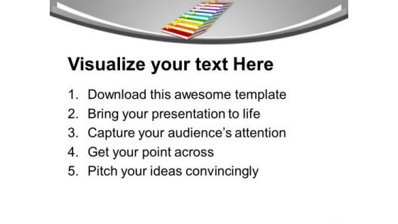 Golden Education On Books As Staircase PowerPoint Templates Ppt Backgrounds For Slides 0313