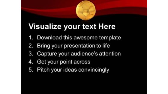 Golden Football On Red Abstract Background PowerPoint Templates Ppt Backgrounds For Slides 0713