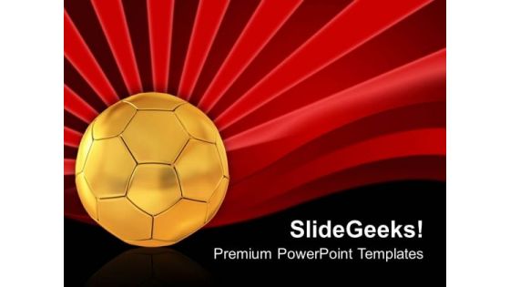 Golden Football On Red Abstract Background PowerPoint Templates Ppt Backgrounds For Slides 0713