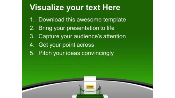 Golden Gate On Green Carpet Success PowerPoint Templates Ppt Backgrounds For Slides 0313