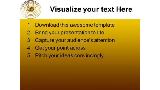 Golden Globe In Maze Global PowerPoint Backgrounds And Templates 0111