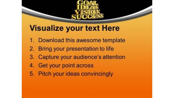 Golden Goal Ideas Vision Success PowerPoint Templates Ppt Backgrounds For Slides 0113