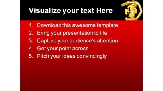 Golden Guy With Puzzle Business PowerPoint Themes And PowerPoint Slides 0411