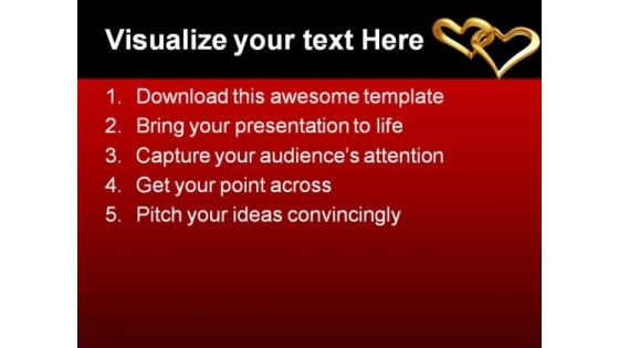 Golden Heart Beauty PowerPoint Background And Template 1210