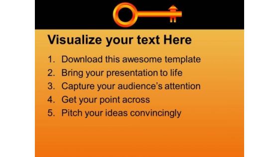 Golden House Key With Man Sitting PowerPoint Templates Ppt Backgrounds For Slides 0213