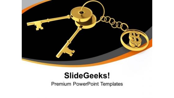Golden Key And Dollar Sign Finance PowerPoint Templates Ppt Backgrounds For Slides 0213