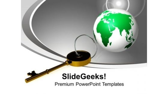 Golden Key And Planet Global Field Business PowerPoint Templates Ppt Backgrounds For Slides 0113