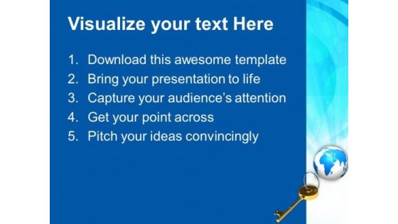 Golden Key Chain With Earth Globe PowerPoint Templates And PowerPoint Themes 1112