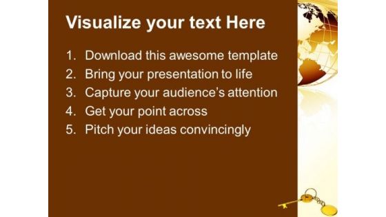 Golden Key Chain With Globe PowerPoint Templates Ppt Backgrounds For Slides 0113