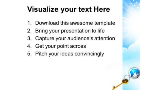 Golden Key Connected With Globe PowerPoint Templates Ppt Backgrounds For Slides 0113