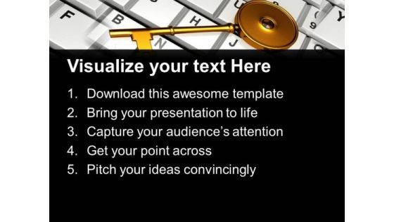 Golden Key On Keyboard PowerPoint Templates Ppt Backgrounds For Slides 0113