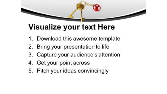 Golden Key Tied To Yen Japan Currency PowerPoint Templates Ppt Backgrounds For Slides 0313
