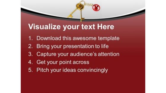 Golden Key Tied To Yen Japan Currency PowerPoint Templates Ppt Backgrounds For Slides 0313