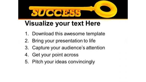 Golden Key To Success On Background PowerPoint Templates Ppt Backgrounds For Slides 0213