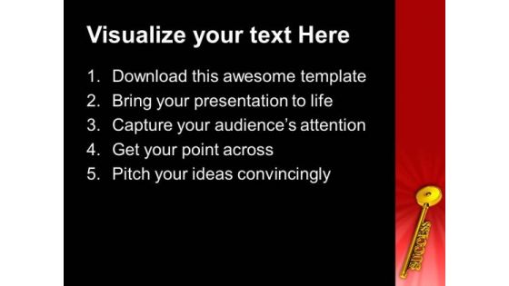 Golden Key To Success Red Background PowerPoint Templates Ppt Backgrounds For Slides 0213