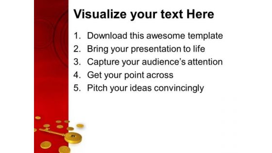 Golden Key With Coins Investment Security PowerPoint Templates And PowerPoint Themes 0812