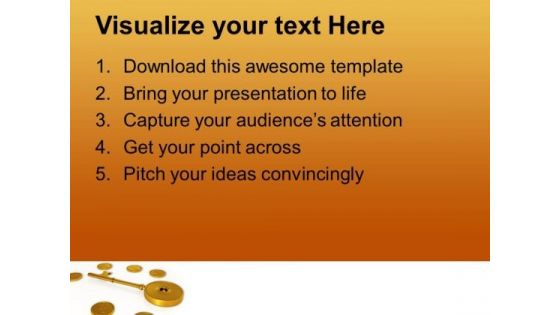 Golden Key With Coins Security Finance PowerPoint Templates Ppt Backgrounds For Slides 1212