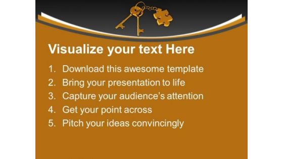 Golden Key With Puzzle Piece On Chain Security PowerPoint Templates And PowerPoint Themes 1012