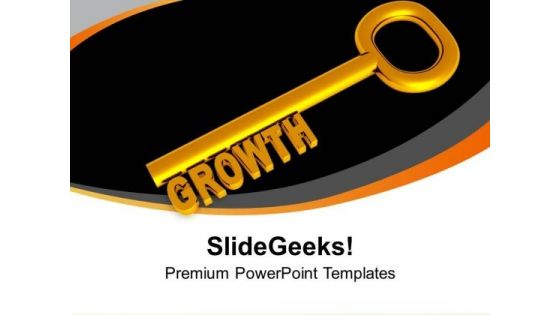 Golden Key With Word Growth Business PowerPoint Templates Ppt Backgrounds For Slides 0213
