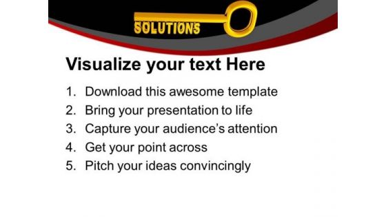 Golden Key With Word Solutions PowerPoint Templates Ppt Backgrounds For Slides 0213