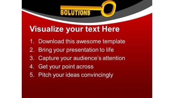 Golden Key With Word Solutions PowerPoint Templates Ppt Backgrounds For Slides 0213