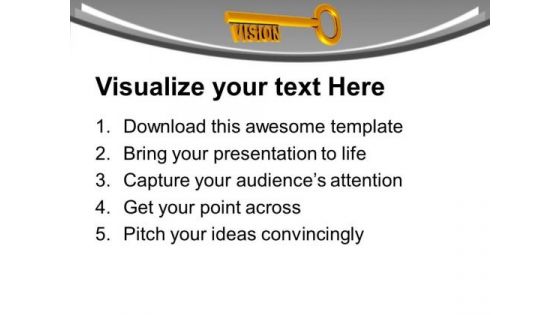 Golden Key With Word Vision PowerPoint Templates Ppt Backgrounds For Slides 0413