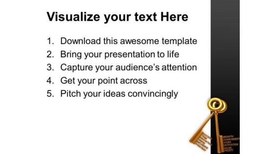 Golden Keys With Business Words PowerPoint Templates And PowerPoint Themes 1012