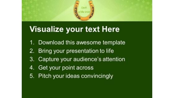 Golden Lucky Symbol Horseshoe Holidays PowerPoint Templates Ppt Backgrounds For Slides 0313