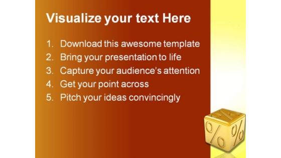 Golden Percentage Dice Finance PowerPoint Themes And PowerPoint Slides 0311