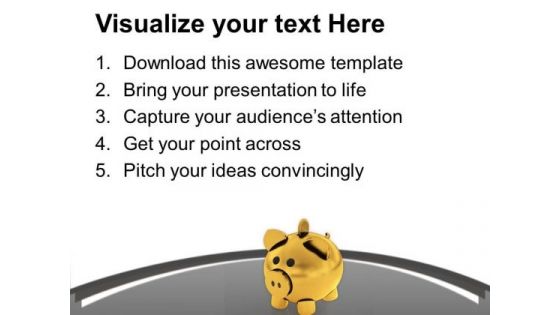 Golden Piggy Bank With Coin PowerPoint Templates Ppt Backgrounds For Slides 0713