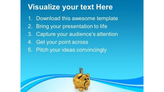Golden Piggy Bank With Dollars Investment PowerPoint Templates Ppt Backgrounds For Slides 0213