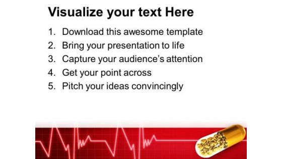 Golden Pill With Hearts Medical PowerPoint Templates Ppt Backgrounds For Slides 0313