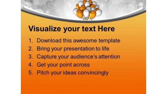 Golden Silver Party Balloons PowerPoint Templates Ppt Backgrounds For Slides 0113