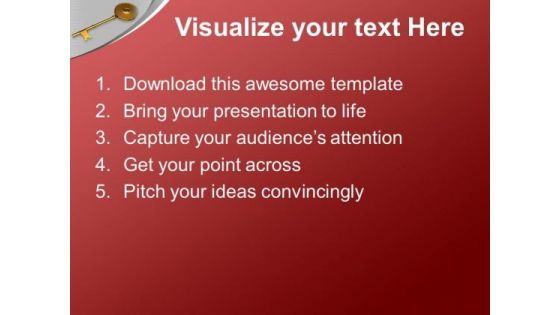 Golden Success Key On White Background PowerPoint Templates Ppt Backgrounds For Slides 0313