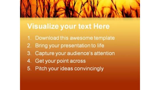 Golden Sunset Over Wheat Field Nature PowerPoint Themes And PowerPoint Slides 0611