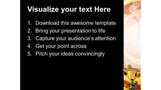 Golden Trophy And Coins Money PowerPoint Templates Ppt Backgrounds For Slides 0113