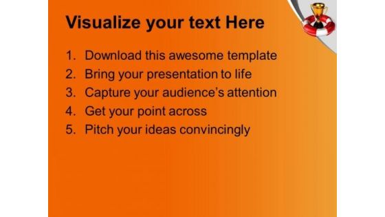 Golden Trophy Under Safeguard Help With Win PowerPoint Templates Ppt Backgrounds For Slides 0113