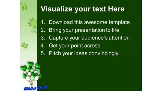 Good Luck With Air Balloons Patrick Day PowerPoint Templates Ppt Backgrounds For Slides 0313