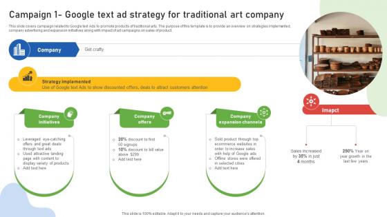 Google Ads Categories Campaign 1 Google Text Ad Strategy For Traditional Art Company MKT SS V