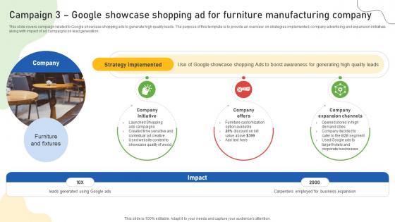 Google Ads Categories Campaign 3 Google Showcase Shopping Ad For Furniture Manufacturing MKT SS V