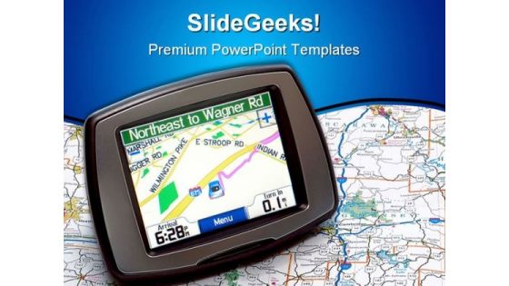 Gps Map Travel PowerPoint Template 1010