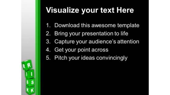 Gree Cubes Of Risk Business PowerPoint Templates Ppt Backgrounds For Slides 0313