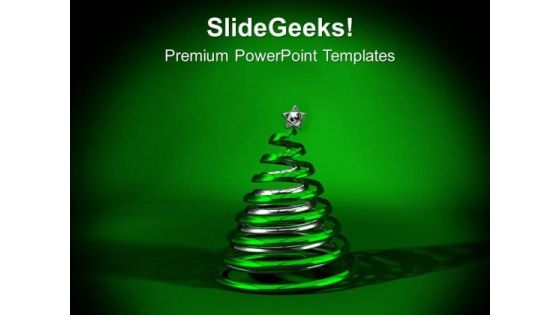 Green And Silver Christmas Ornament PowerPoint Template 1113