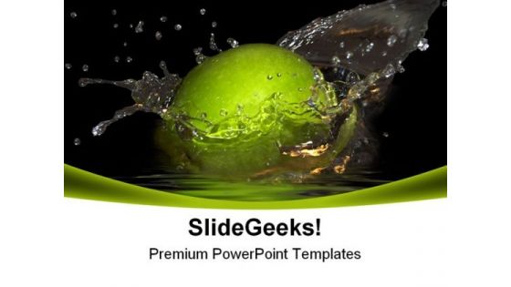 Green Apple And Bursts Food PowerPoint Templates And PowerPoint Backgrounds 0311