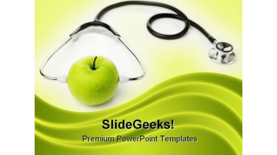 Green Apple Wear Stethoscope Health PowerPoint Background And Template 1210